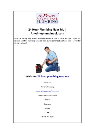 24 Hour Plumbing Near Me Anytimeplumbingok.com