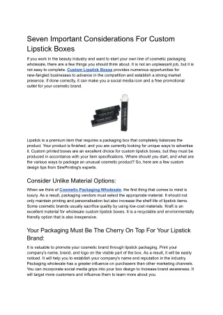 seven important considerations for custom