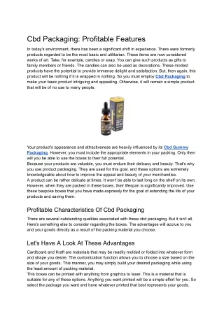 cbd packaging profitable features