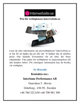 pris f r webbplatsen interwebsite se