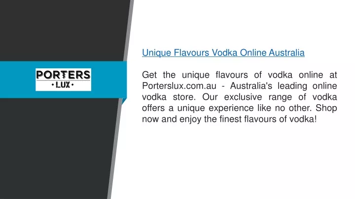 unique flavours vodka online australia