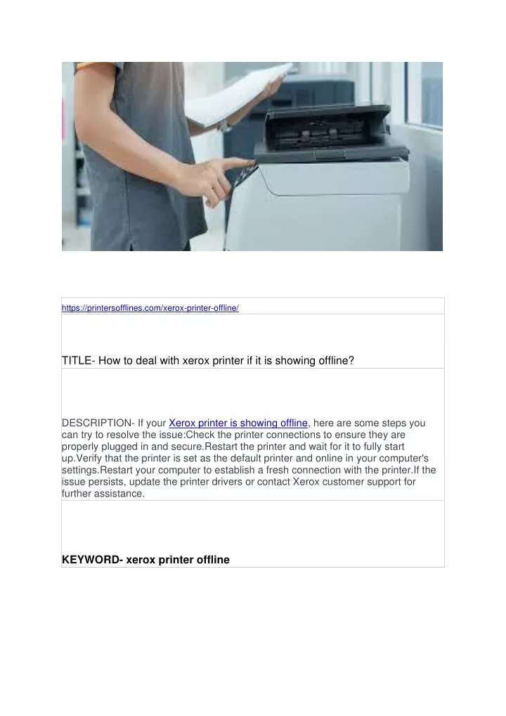 https printersofflines com xerox printer offline