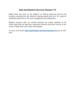 data sanitization services houston tx