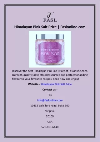 Himalayan Pink Salt Price  Faslonline