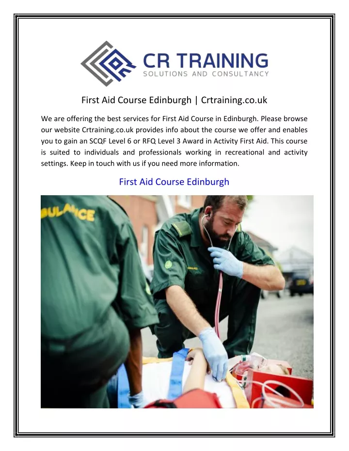 first aid course edinburgh crtraining co uk