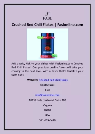 Crushed Red Chili Flakes  Faslonline