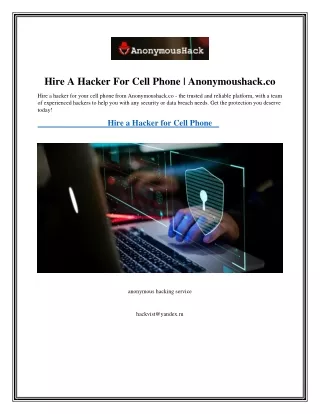 Hire A Hacker For Cell Phone  Anonymoushack.co