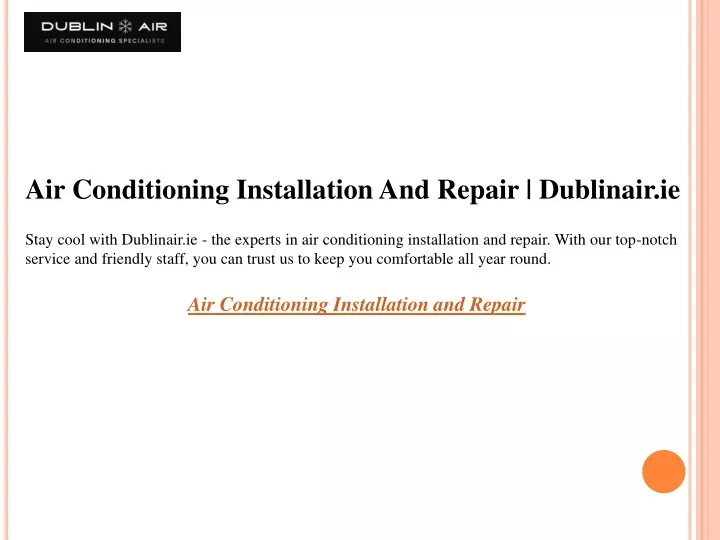 air conditioning installation and repair