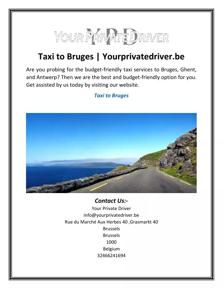 taxi to bruges yourprivatedriver be