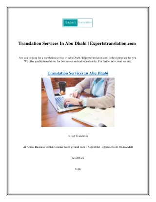 Translation Services In Abu Dhabi  Expertstranslation