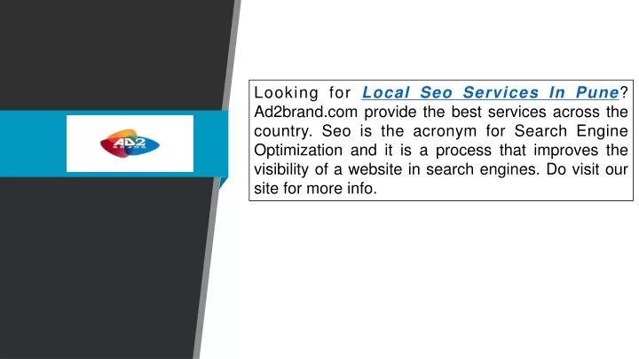 looking for local seo services in pune ad2brand