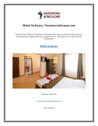 Hotels In Kenya  Narumoroafricaone