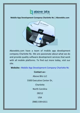 Mobile App Development Company Charlotte Nc  Abovebits