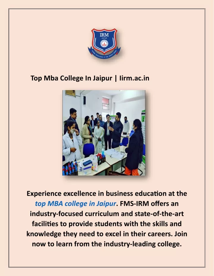 top mba college in jaipur iirm ac in