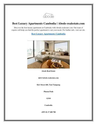Best Luxury Apartments Cambodia  Abode-realestate