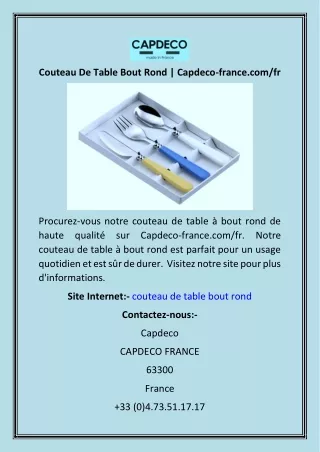 Couteau De Table Bout Rond  Capdeco-france.comfr