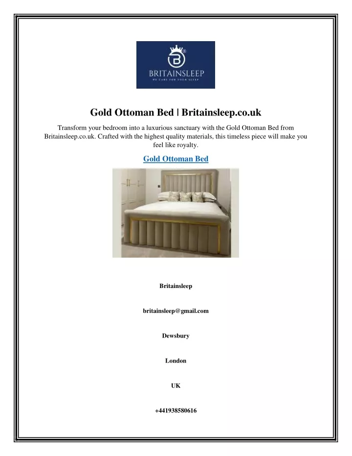 gold ottoman bed britainsleep co uk