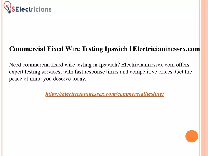 commercial fixed wire testing ipswich