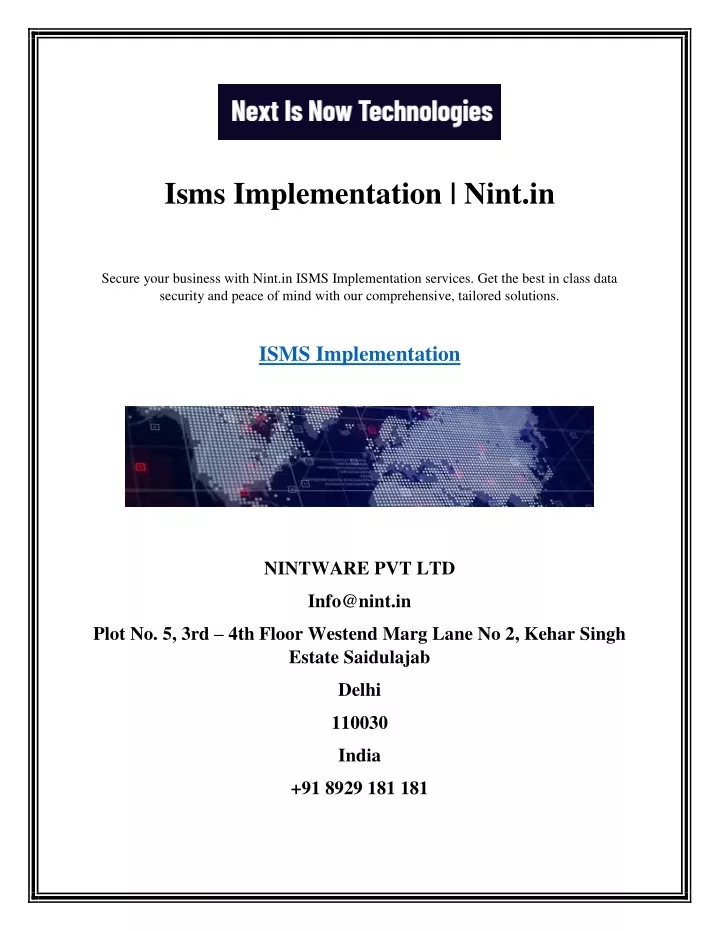 isms implementation nint in