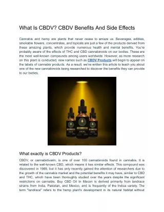 What Is CBDV? CBDV Benefits And Side Effects