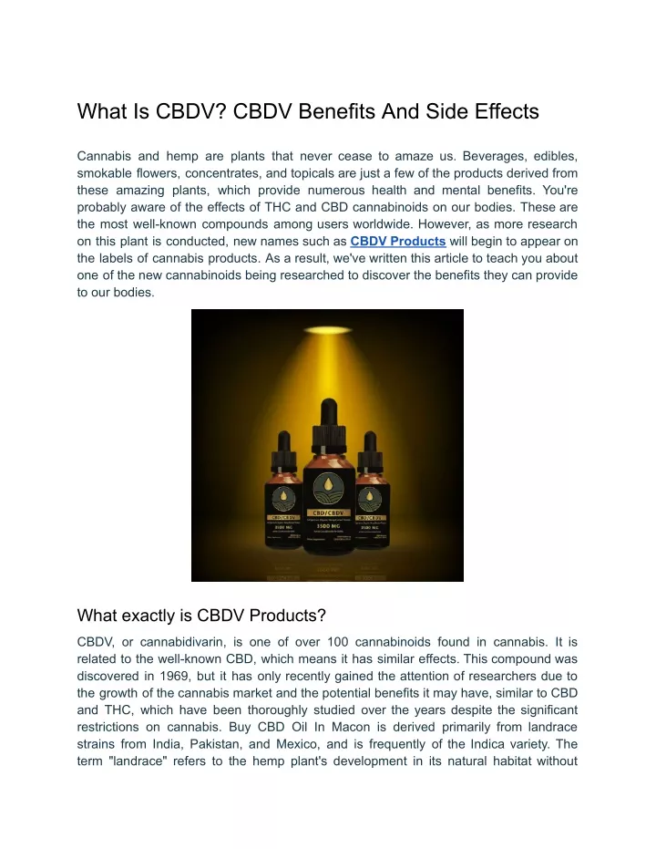 what is cbdv cbdv benefits and side effects