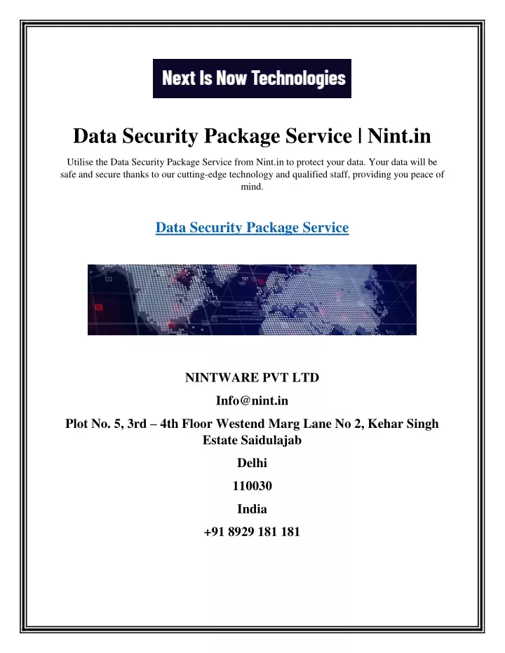 data security package service nint in