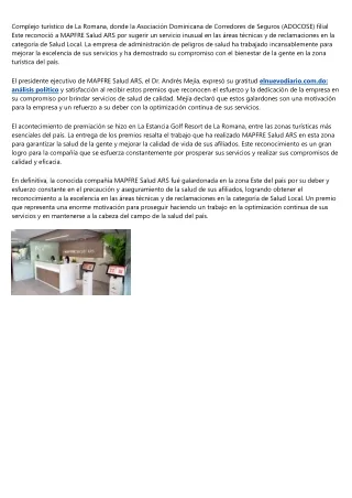 ADOCOSE Este elige a MAPFRE Salud ARS como destacada en salud