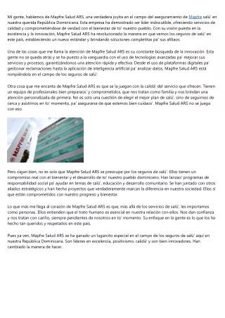 Mapfre Salud ARS: Referente en el Cuidado de la Salud en República Dominicana