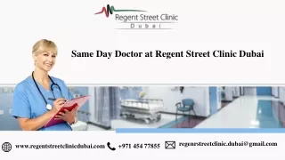 Same Day Doctor at Regent Street Clinic Dubai