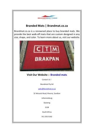 Branded Mats  Brandmat.co.za