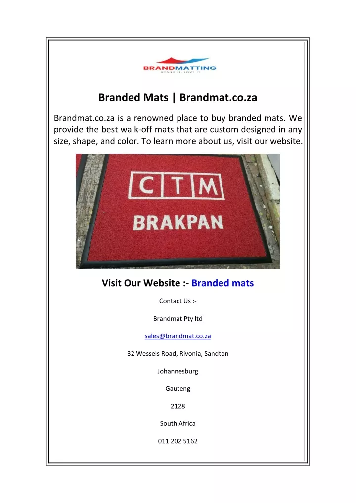 branded mats brandmat co za