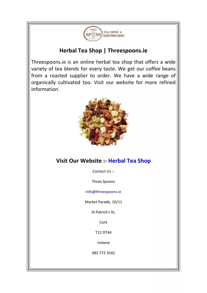 herbal tea shop threespoons ie