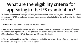 what are the eligibility criteria for appearing in the ifs examination