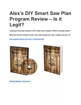 alex s diy smart saw plan program review
