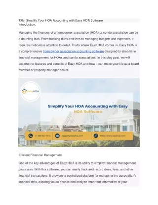 Simplify Your HOA Accounting with Easy HOA Software