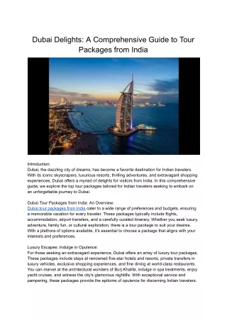 Dubai Delights_ A Comprehensive Guide to Tour Packages from India