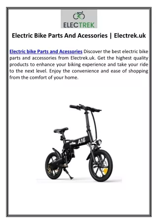Electric Bike Parts And Acessories | Electrek.uk