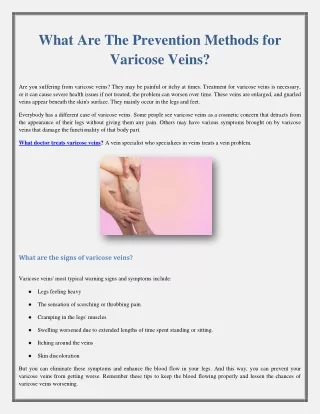 What Are The Prevention Methods for Varicose Veins?