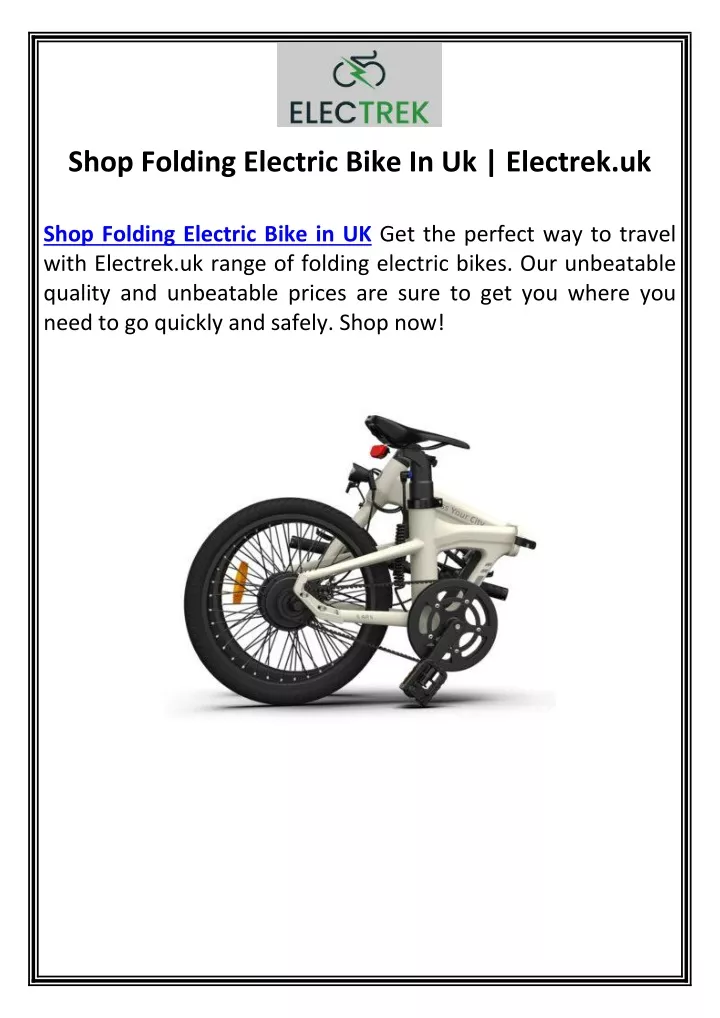 shop folding electric bike in uk electrek uk