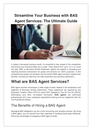 streamline your business with bas agent services