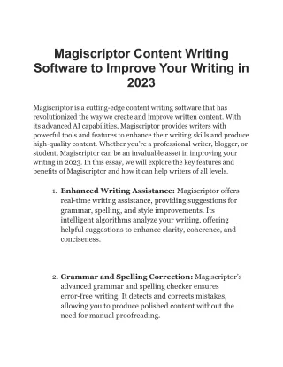 Magiscriptor Content Writing Software to Improve Your Writing in 2023