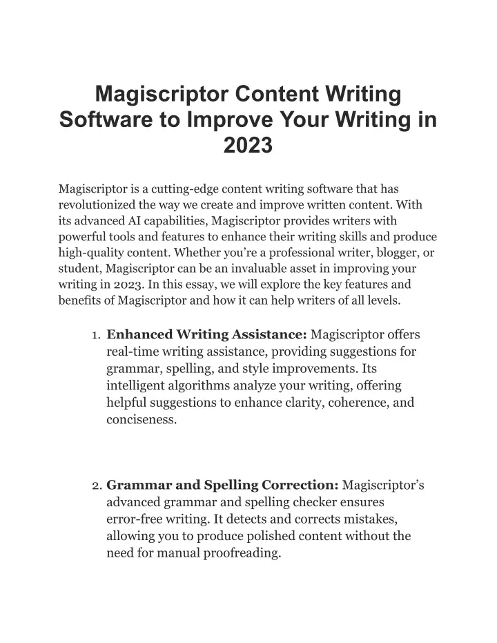 magiscriptor content writing software to improve