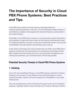 The Importance of Security in Cloud PBX Phone Systems_ Best Practices and Tips