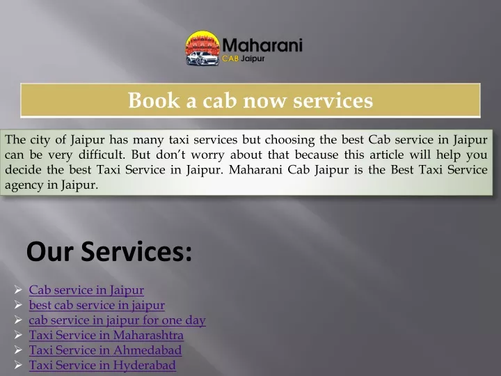 the city of jaipur has many taxi services