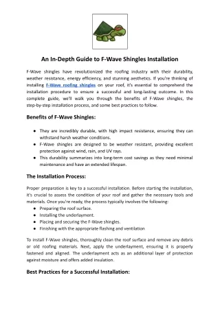 An In-Depth Guide to F-Wave Shingles Installation