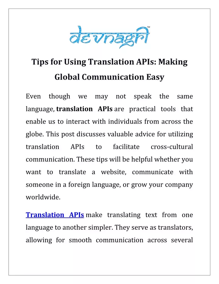 tips for using translation apis making