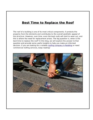 When is the Best Time to Replace the Roof?