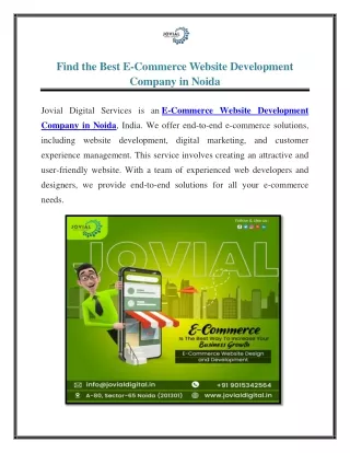 Find the Best E-Commerce Website Development Company in Noida