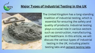 Major Types of Industrial Testing in the UK