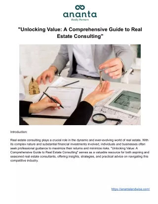 "Unlocking Value: A Comprehensive Guide to Real Estate Consulting"